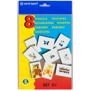 Zestaw szablonów Centropen Motyl/Miś, 8szt